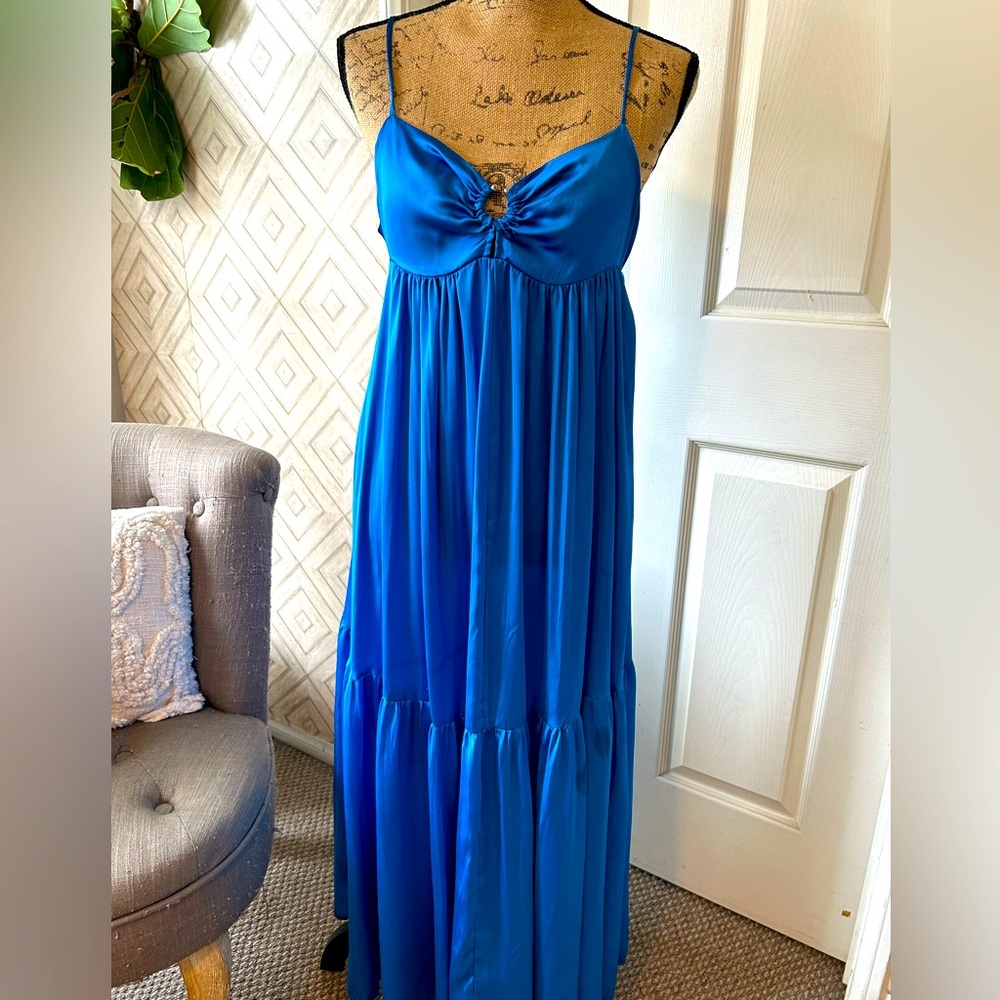 Bright blue flowy spring dress